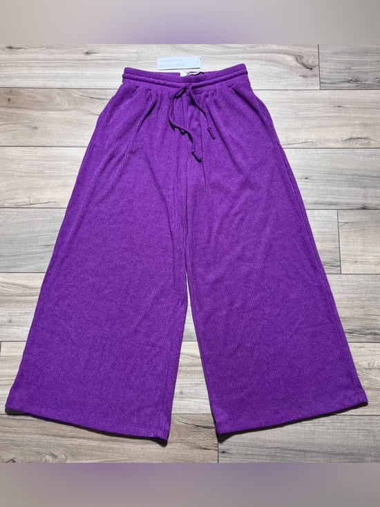 Dear Scarlett Pants - Dear Scarlett Womens Wide Leg Ribbed Pull On Pants Size Large Purple